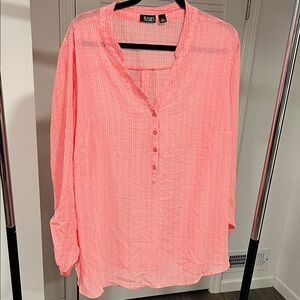 a.n.a Coral Henley Tunic Top